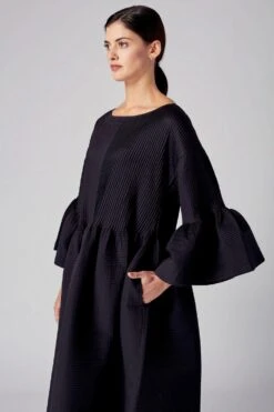 Rajesh Pratap Singh Black Peplum Pleated Dress -Inca Sales Store 4fl 110 4