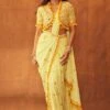 Gopi Vaid Yellow Mirror Embellished Draped Sari Set