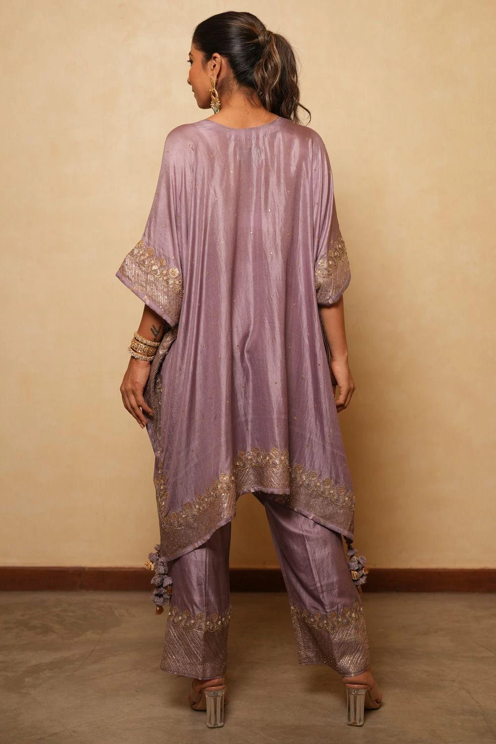 Pooja Keyur Lilac Embellished Kaftan Set 7 Pooja Keyur Lilac Embellished Kaftan Set - Image 5