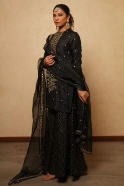 Pooja Keyur Black Organza Dupatta -Inca Sales Store 51023pk6 3