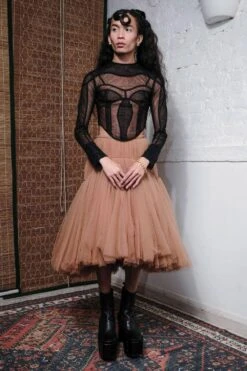 QUOD Sheer Black Mesh Top