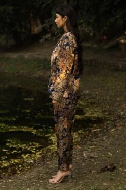 REIK Navy & Beige Botanical Printed Blazer Set -Inca Sales Store 511rps3 2