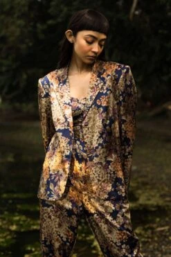 REIK Navy & Beige Botanical Printed Blazer Set -Inca Sales Store 511rps3 4