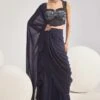 Divya Aggarwal Hertha Blue Sequin Adorned Pre-drape Sari Set -Inca Sales Store 5124pu41 1