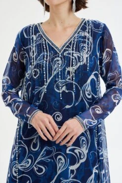 Divya Aggarwal Maris Royal Blue Printed Kurta-palazzo Set -Inca Sales Store 5124pu43 4