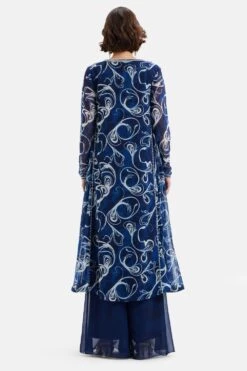 Divya Aggarwal Maris Royal Blue Printed Kurta-palazzo Set -Inca Sales Store 5124pu43 5