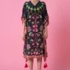 Siddhartha Bansal Midnight Black Multi-floral Printed Kaftan