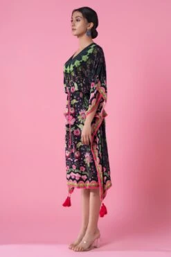 Siddhartha Bansal Midnight Black Multi-floral Printed Kaftan -Inca Sales Store 5124sb22 3