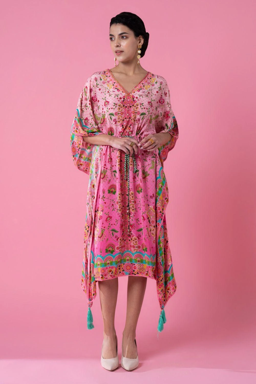 Siddhartha Bansal Twilight Pink Ombre Floral Printed Kaftan 3 Siddhartha Bansal Twilight Pink Ombre Floral Printed Kaftan
