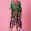 Siddhartha Bansal Forest Green-royal Blue Ombre Floral Kaftan -Inca Sales Store 5124sb28 1