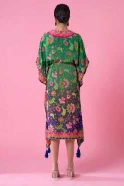 Siddhartha Bansal Forest Green-royal Blue Ombre Floral Kaftan -Inca Sales Store 5124sb28 4