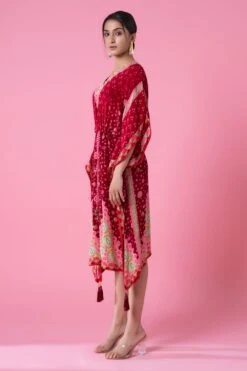 Siddhartha Bansal Cranberry Red-pink Floral Printed Kaftan -Inca Sales Store 5124sb31 2