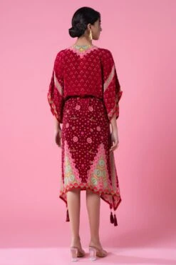Siddhartha Bansal Cranberry Red-pink Floral Printed Kaftan -Inca Sales Store 5124sb31 4