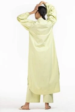 Three Pale Lime U-hem Gathered Tunic Set With Scarf -Inca Sales Store 53thw20 4