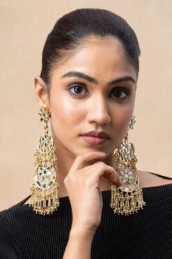 Ritika Sachdeva Gold Mirror Work Dangler Earrings