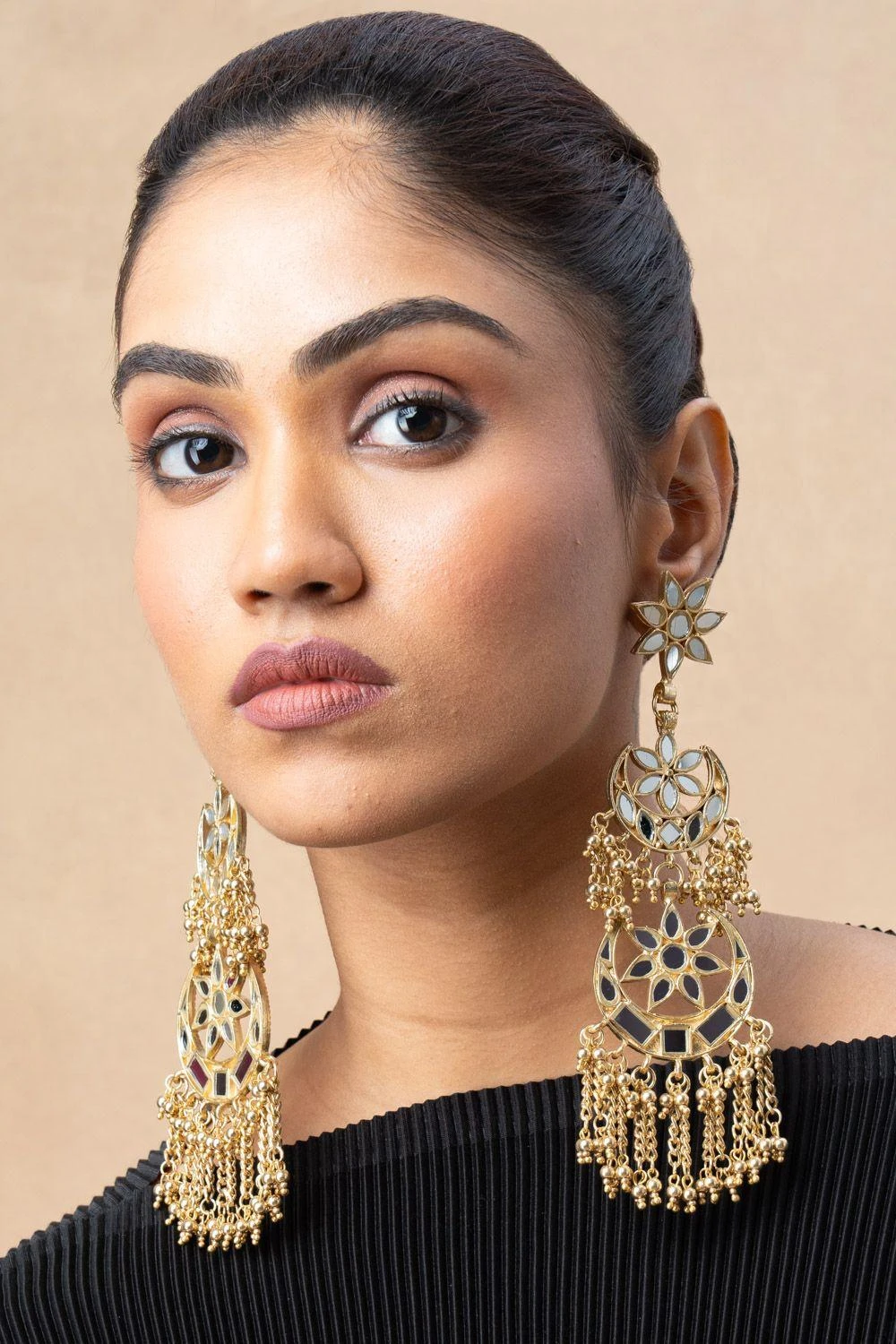Ritika Sachdeva Gold Mirror Work Dangler Earrings 4 Ritika Sachdeva Gold Mirror Work Dangler Earrings - Image 2