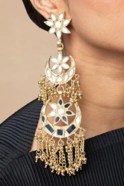 Ritika Sachdeva Gold Mirror Work Dangler Earrings 7 Ritika Sachdeva Gold Mirror Work Dangler Earrings -Inca Sales Store 5723rs2 3