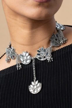 Ritika Sachdeva Silver Mirror Work Choker -Inca Sales Store 5723rs4 3