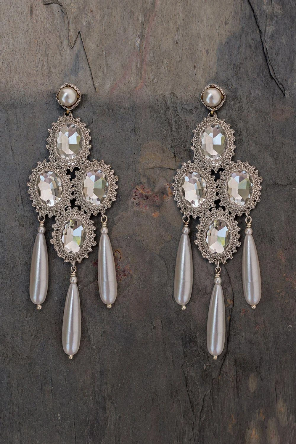 St Erasmus Crystal And Pearl Drop Earrings 3 St Erasmus Crystal And Pearl Drop Earrings