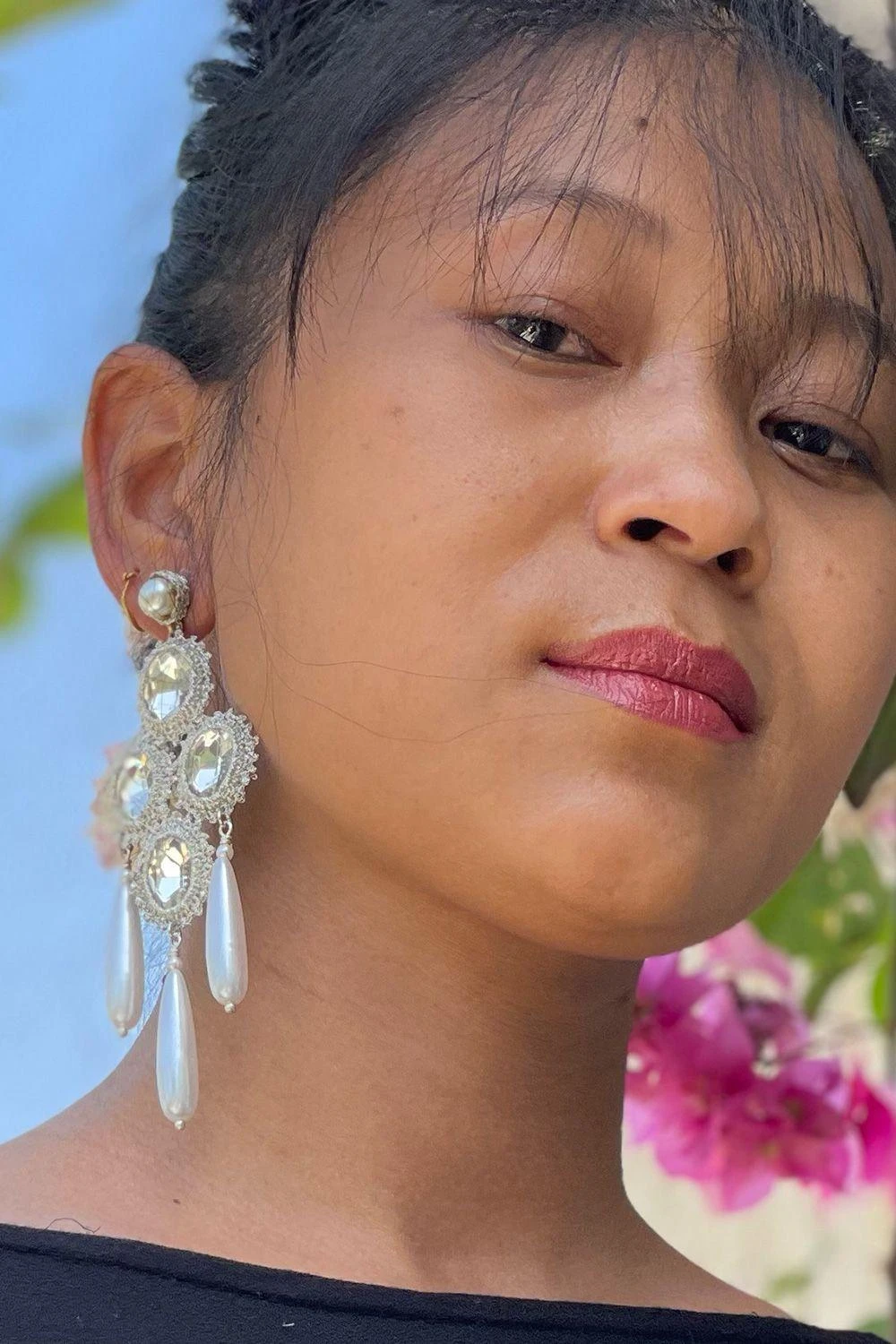 St Erasmus Crystal And Pearl Drop Earrings 4 St Erasmus Crystal And Pearl Drop Earrings - Image 2