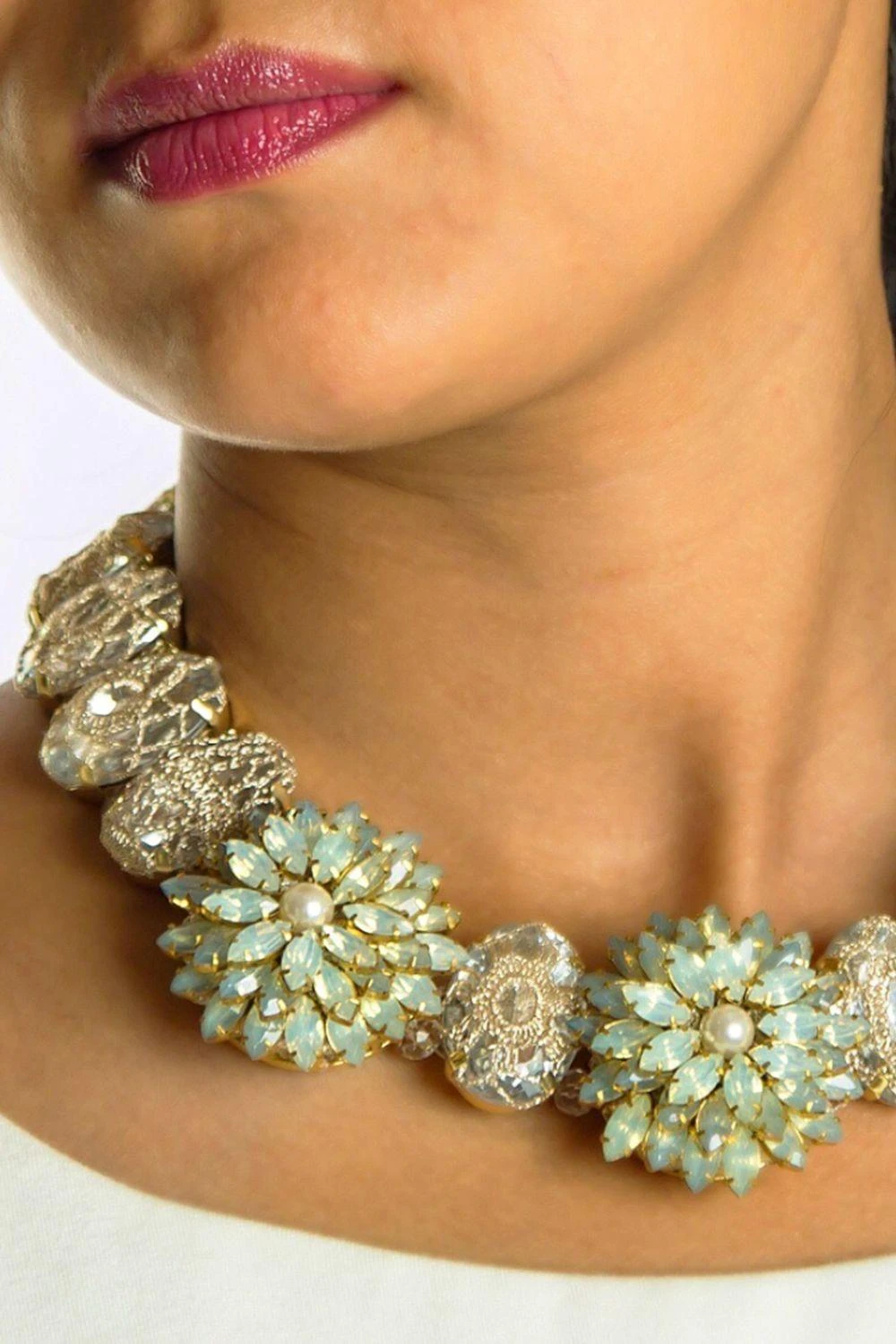 St Erasmus Floral Necklace With Crystal Embellishments 4 St Erasmus Floral Necklace With Crystal Embellishments - Image 2