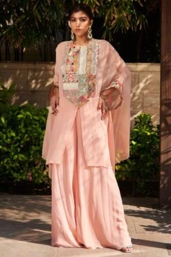 Varun Bahl Peach Patchwork Sharara Set