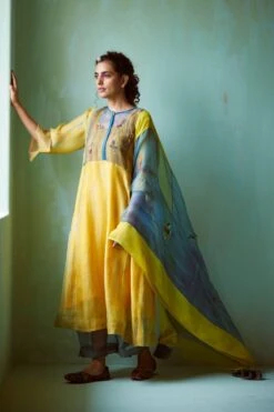 Medha Yellow Tie & Dye Hand Embellished Tunic Set 11 Medha Yellow Tie & Dye Hand Embellished Tunic Set -Inca Sales Store 5923ma16 3