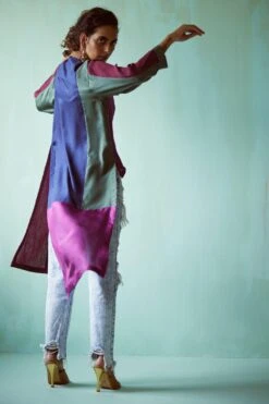 Medha Teal Hand Embellished Asymmetric Shirt -Inca Sales Store 5923ma6 5