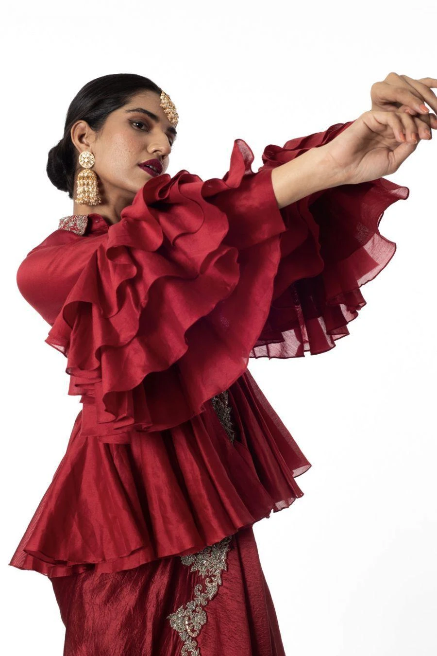 Jayanti Reddy Red Embellished Peplum Top 4 Jayanti Reddy Red Embellished Peplum Top - Image 2