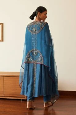 Sarang Kaur Blue Adree Stole 11 Sarang Kaur Blue Adree Stole -Inca Sales Store 61023sk1 5