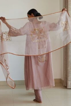 Sarang Kaur Grey Akaari Stole -Inca Sales Store 61023sk17 4