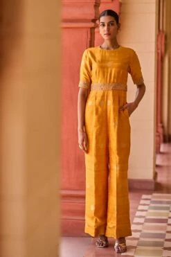 Punit Balana Mustard Embellished Jumpsuit