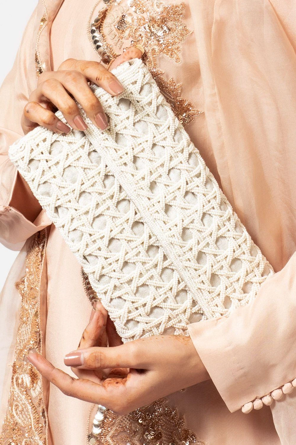 KOKOMMO Woven Ivory Clutch 3 KOKOMMO Woven Ivory Clutch