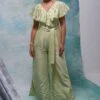 Sakshi Khetterpal Botanical Green Chanderi Frill Jumpsuit -Inca Sales Store 6124sk41 1