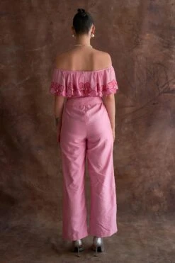 Sakshi Khetterpal Orchid-tinted Chanderi Off-shoulder Jumpsuit -Inca Sales Store 6124sk45 6