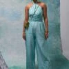 Sakshi Khetterpal Herbaceous Chanderi Halter-neck Jumpsuit 1 Sakshi Khetterpal Herbaceous Chanderi Halter-neck Jumpsuit -Inca Sales Store 6124sk50 1