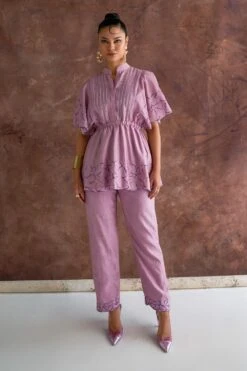 Sakshi Khetterpal Lavender-hued Chanderi Top-pant Co-ord Set
