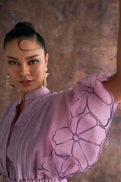 Sakshi Khetterpal Lavender-hued Chanderi Top-pant Co-ord Set -Inca Sales Store 6124sk7 4