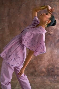 Sakshi Khetterpal Lavender-hued Chanderi Top-pant Co-ord Set -Inca Sales Store 6124sk7 5