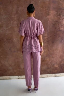 Sakshi Khetterpal Lavender-hued Chanderi Top-pant Co-ord Set -Inca Sales Store 6124sk7 6