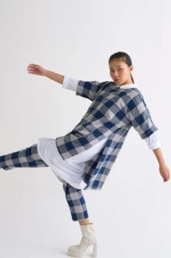 Three Navy Blue Checkered Co-ord Set