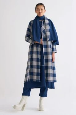 Three Navy Blue Checkered Scarf 12 Three Navy Blue Checkered Scarf -Inca Sales Store 612thw62 5