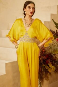 Bhumika Sharma Yellow Embellished Jumpsuit -Inca Sales Store 61bs29 3
