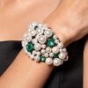 Isharya Zeenat Green Quartz Pearl Cuff