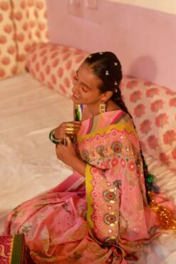 Siddhartha Bansal Twilight Pink Ombre Embroidered Sari Set 11 Siddhartha Bansal Twilight Pink Ombre Embroidered Sari Set -Inca Sales Store 62sb21 3