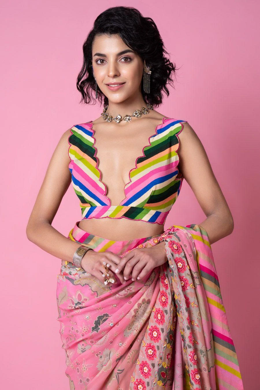 Siddhartha Bansal Twilight Pink Ombre Embroidered Sari Set 9 Siddhartha Bansal Twilight Pink Ombre Embroidered Sari Set - Image 7