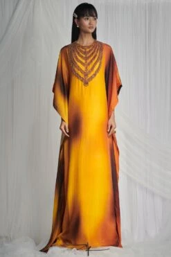 Mala And Kinnary Yellow Embellished Kaftan -Inca Sales Store 6323mka27 2