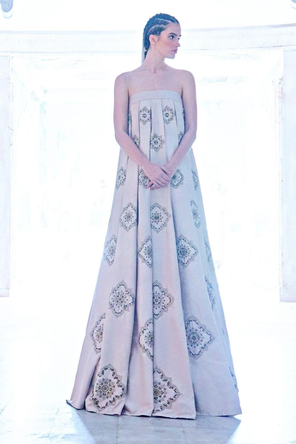 Mala And Kinnary Beige Box Pleated Gown 4 Mala And Kinnary Beige Box Pleated Gown - Image 2