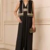Tarun Tahiliani Black Halter Neck Embellished Jumpsuit