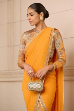Tarun Tahiliani Orange Draped-dhoti Concept Sari Set -Inca Sales Store 6423ttw44 3